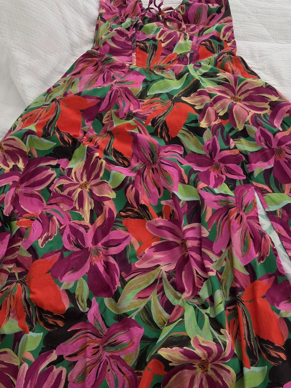 Floral Maxi Sundress in Fuchsia and Green